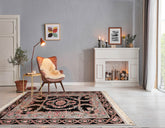 5' 9''x8' 9'' Black powder Blue Green Color Hand Knotted Aubusson Savonnerie 100% Wool Traditional Oriental Rug